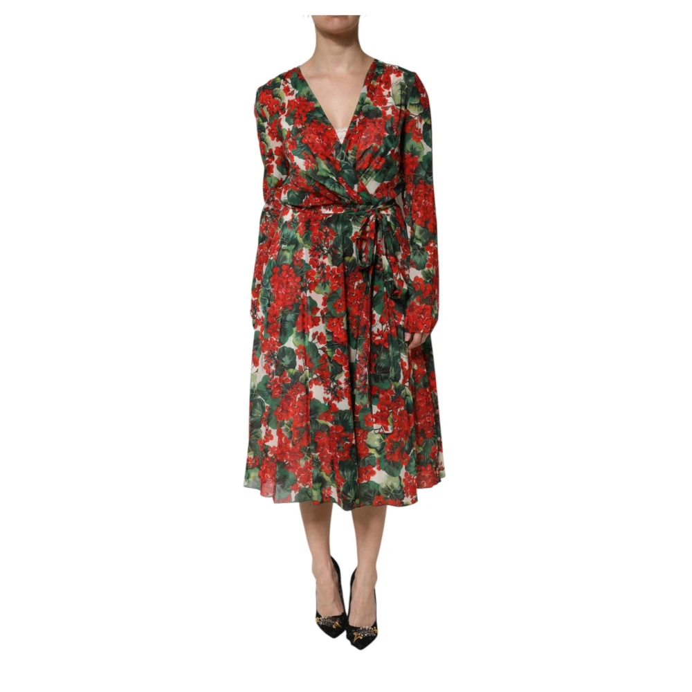 Dolce & Gabbana Women's Multicolor Midi Dresses,, Floral Print A-Line Midi Dress 2XS