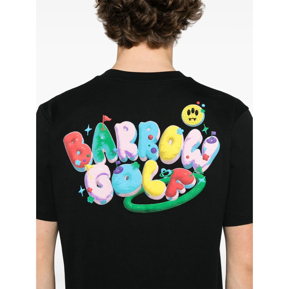 Barrow Zwart T-shirt met Ronde Hals en 3D-print Black Heren