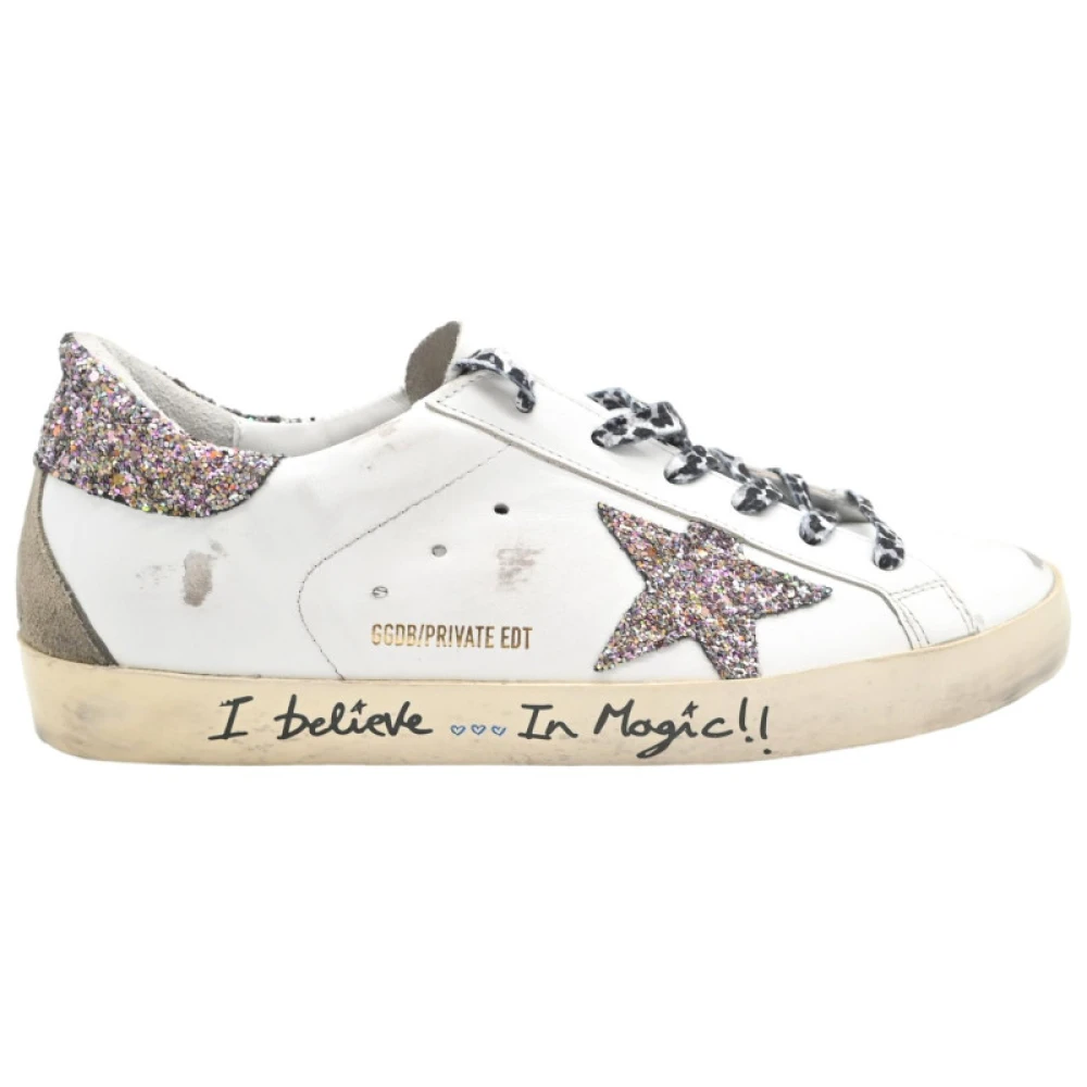 Golden Goose Vit/Rosa Läder Glitter Sneakers White, Dam