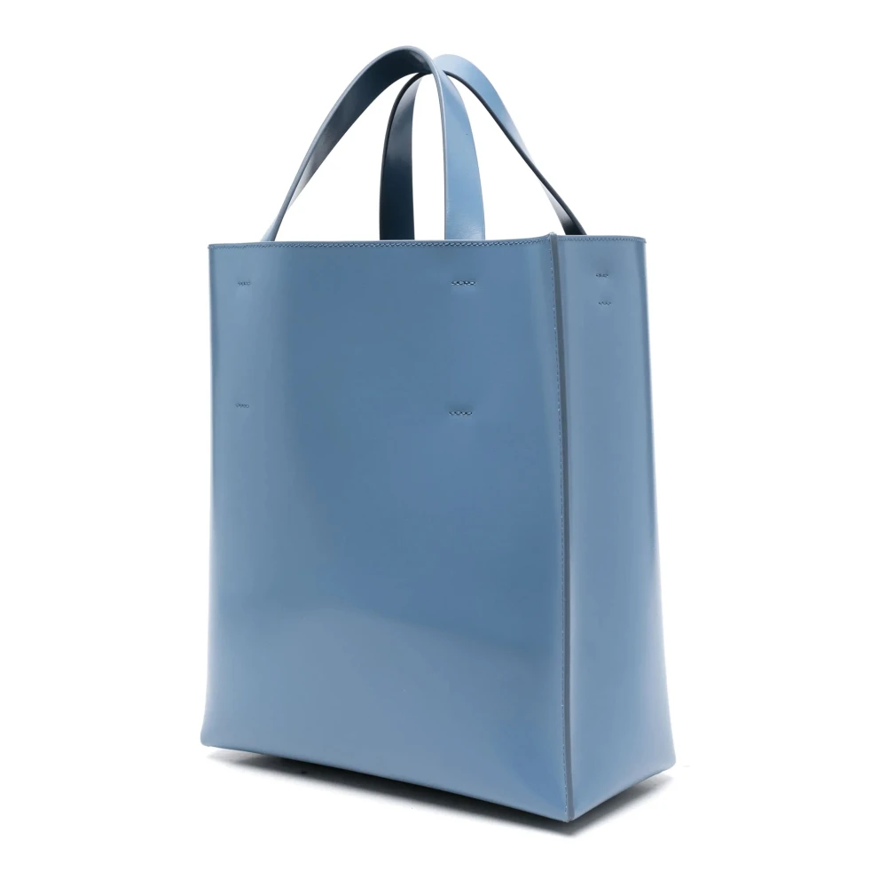 Marni Blauwe Leren Tote Tas met Logo Blue Dames