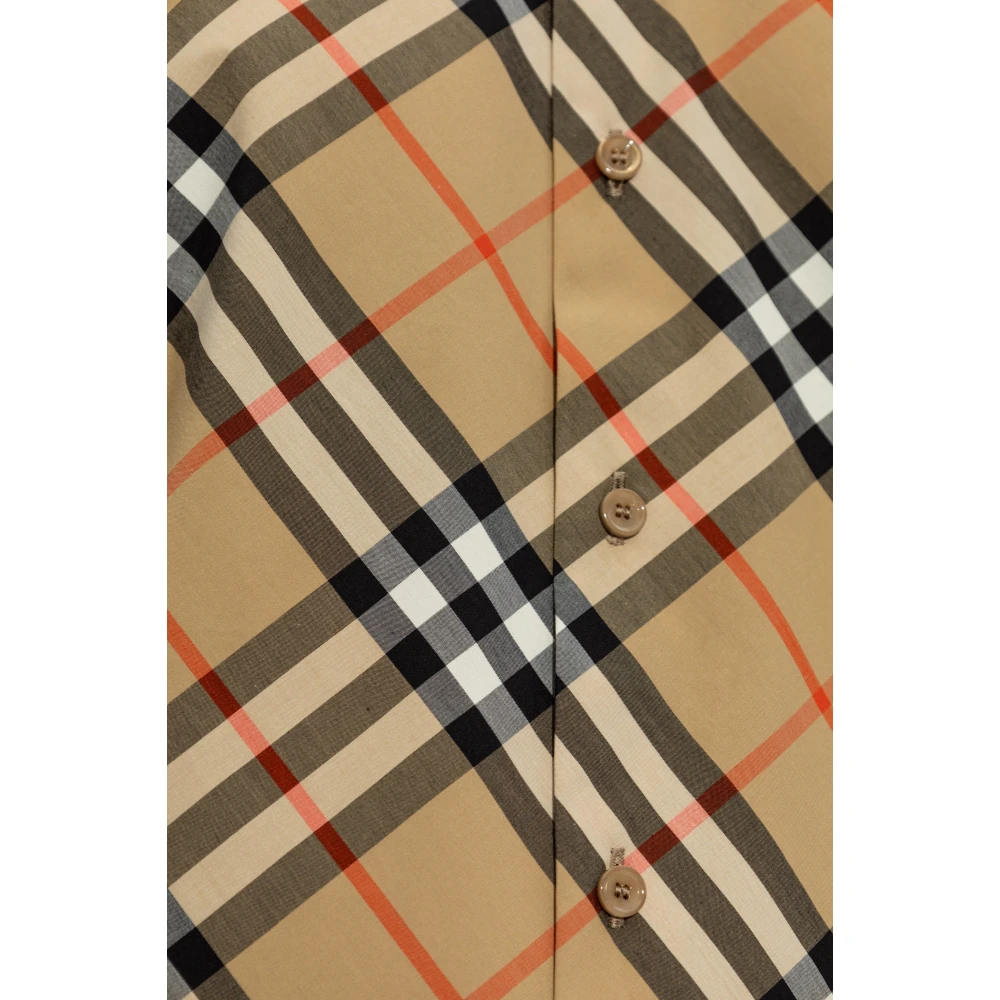 Burberry Geruite Overhemd Beige Dames