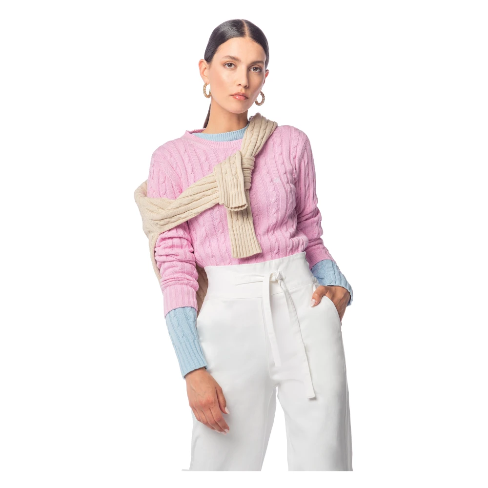 MVP wardrobe Kabelgebreide trui Pink Dames