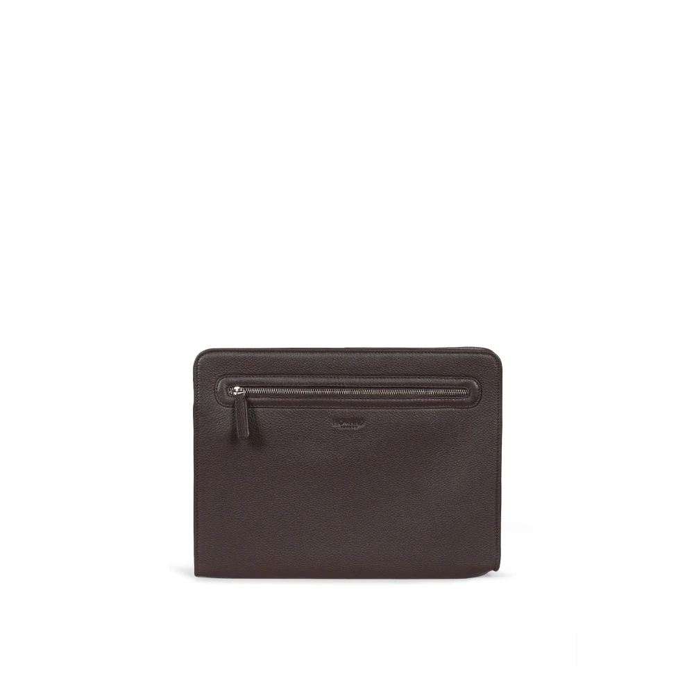 Howard London Donkerbruine leren laptoptas Brown Heren