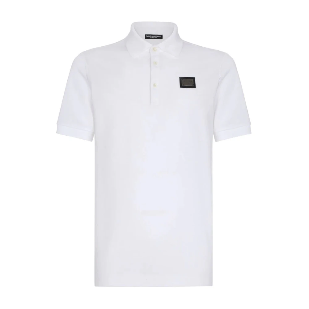 Dolce & Gabbana Witte Piqué Polo Shirt White Heren