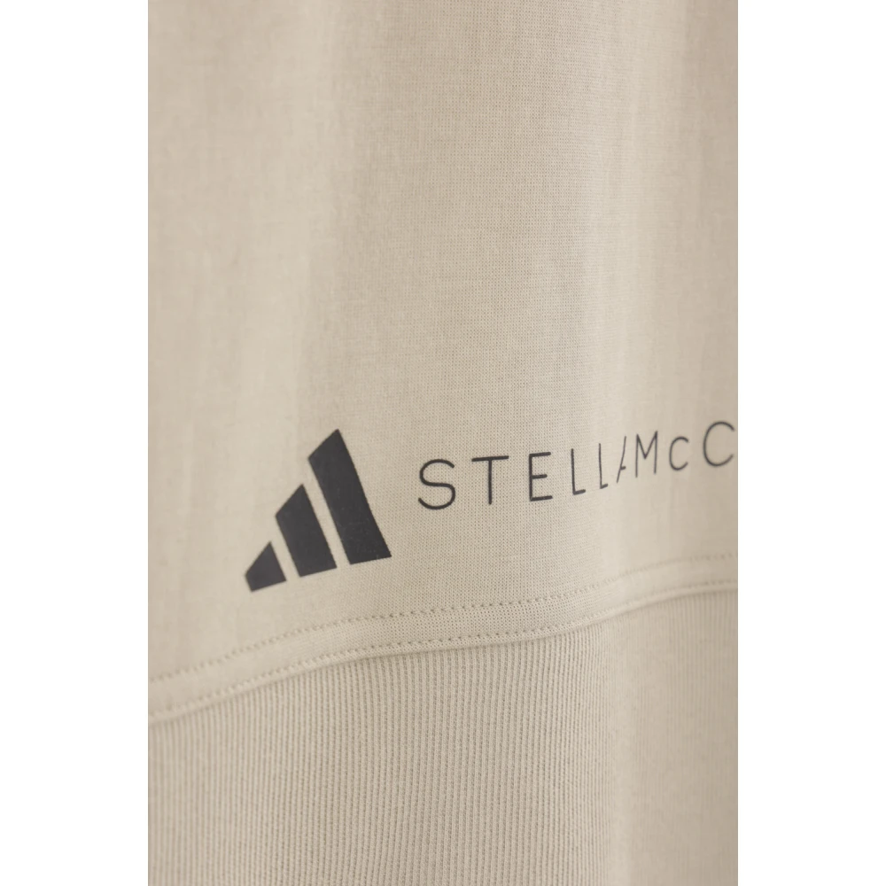 adidas by stella mccartney Beige Cropped Hoodie met Logo Print Beige Dames