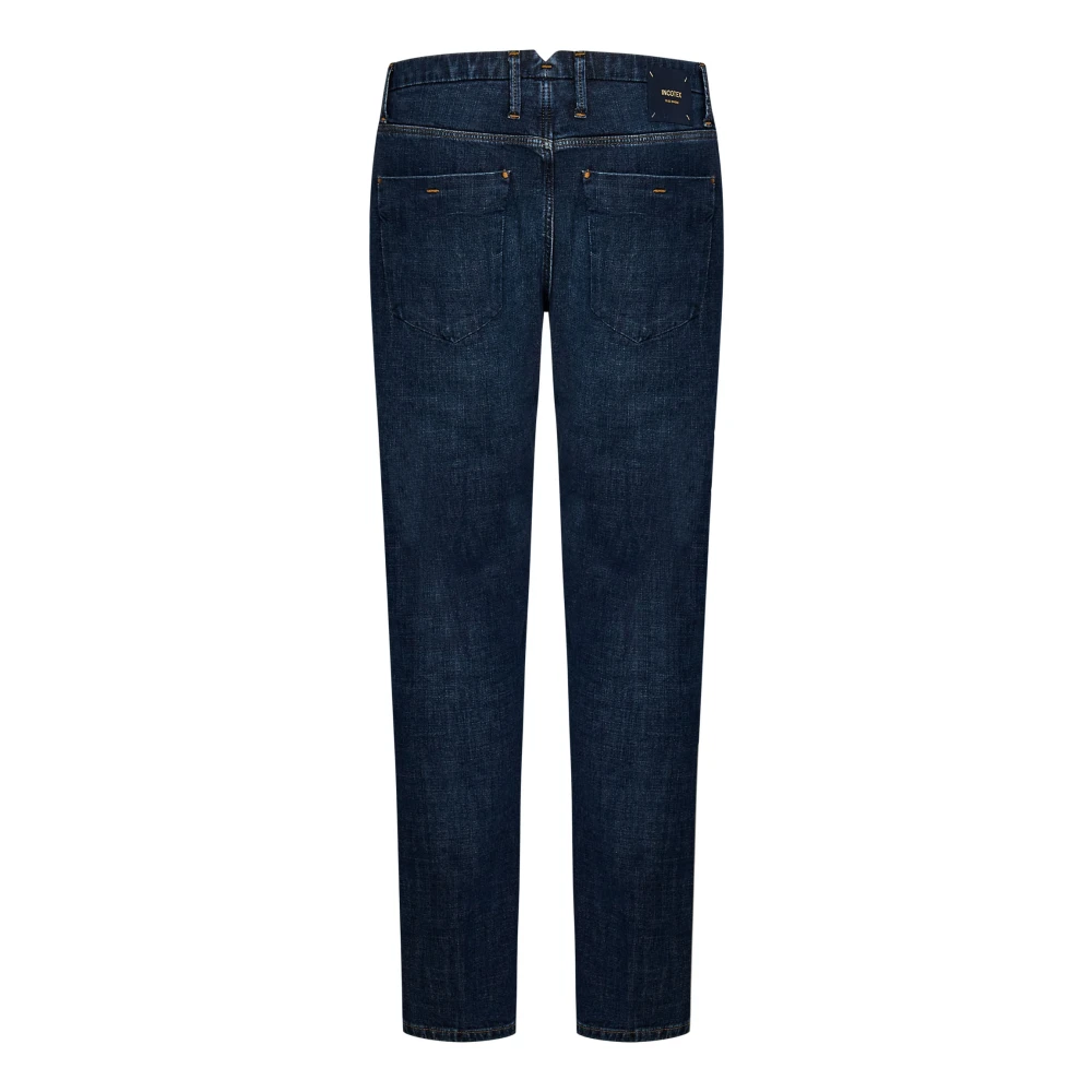Incotex Blauwe Slim Fit Jeans met Contrasterende Stiksels Blue Heren