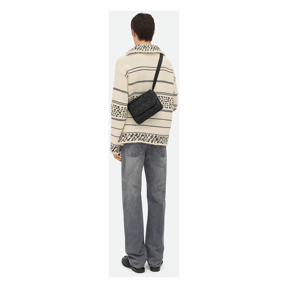 Bottega Veneta Zwarte Cross-body Tas met Intreccio Motief Black Heren