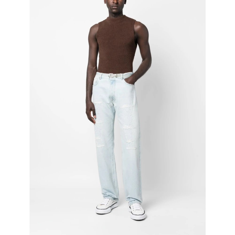 424 Heldere Blauwe Distressed Straight-Leg Jeans Blue Heren