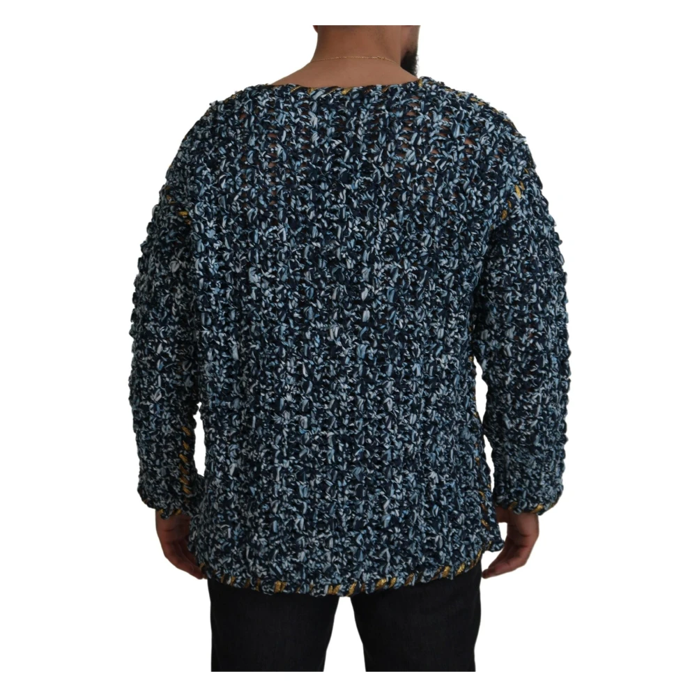 Dolce & Gabbana Blauwe Knoop Cardigan Sweater Blue Heren