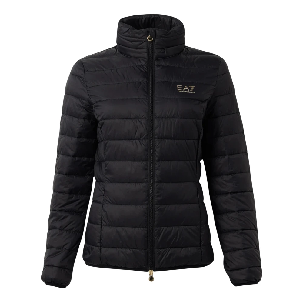 Emporio Armani Ea7 Women's Black Winter Jackets, L, Zip-Fastening Puffer Jacket