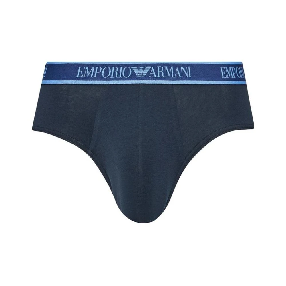 Emporio Armani Blauwe Katoenen Stretch Briefs Blue Heren