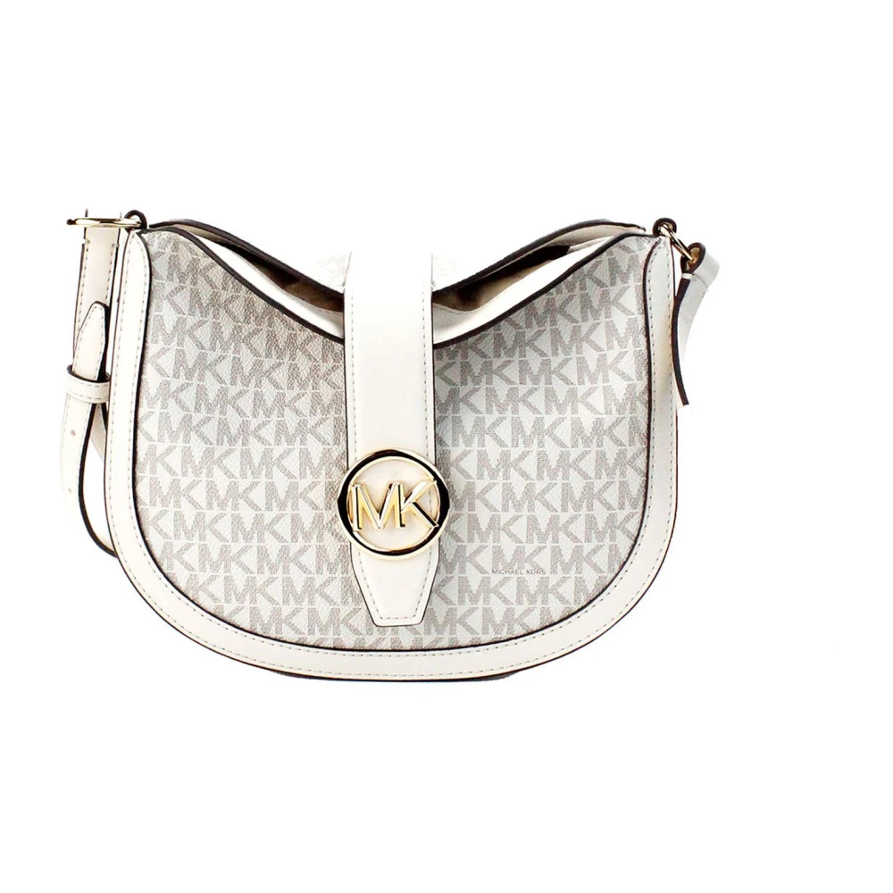 Michael Kors Stijlvolle Cream Foldover Crossbody Tas met Binnenzak Beige Dames