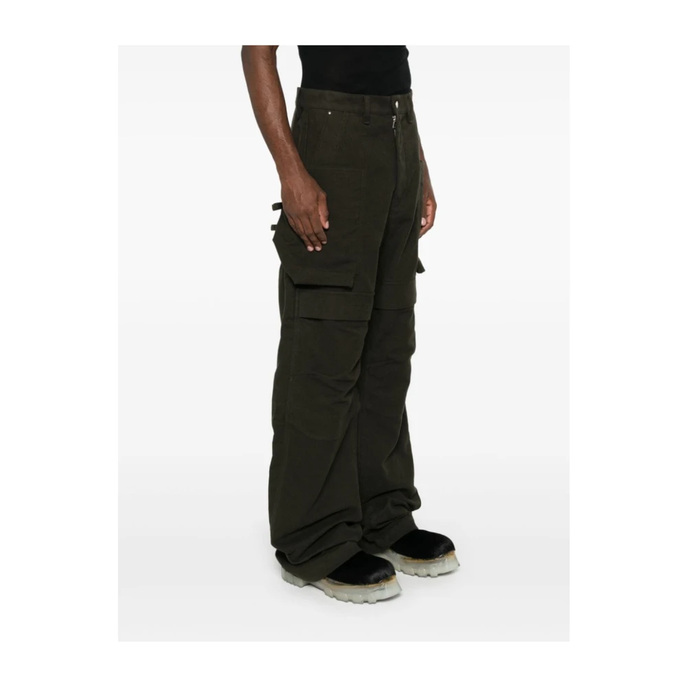 Rick Owens Cargo broek in donkergroen katoen Green Heren