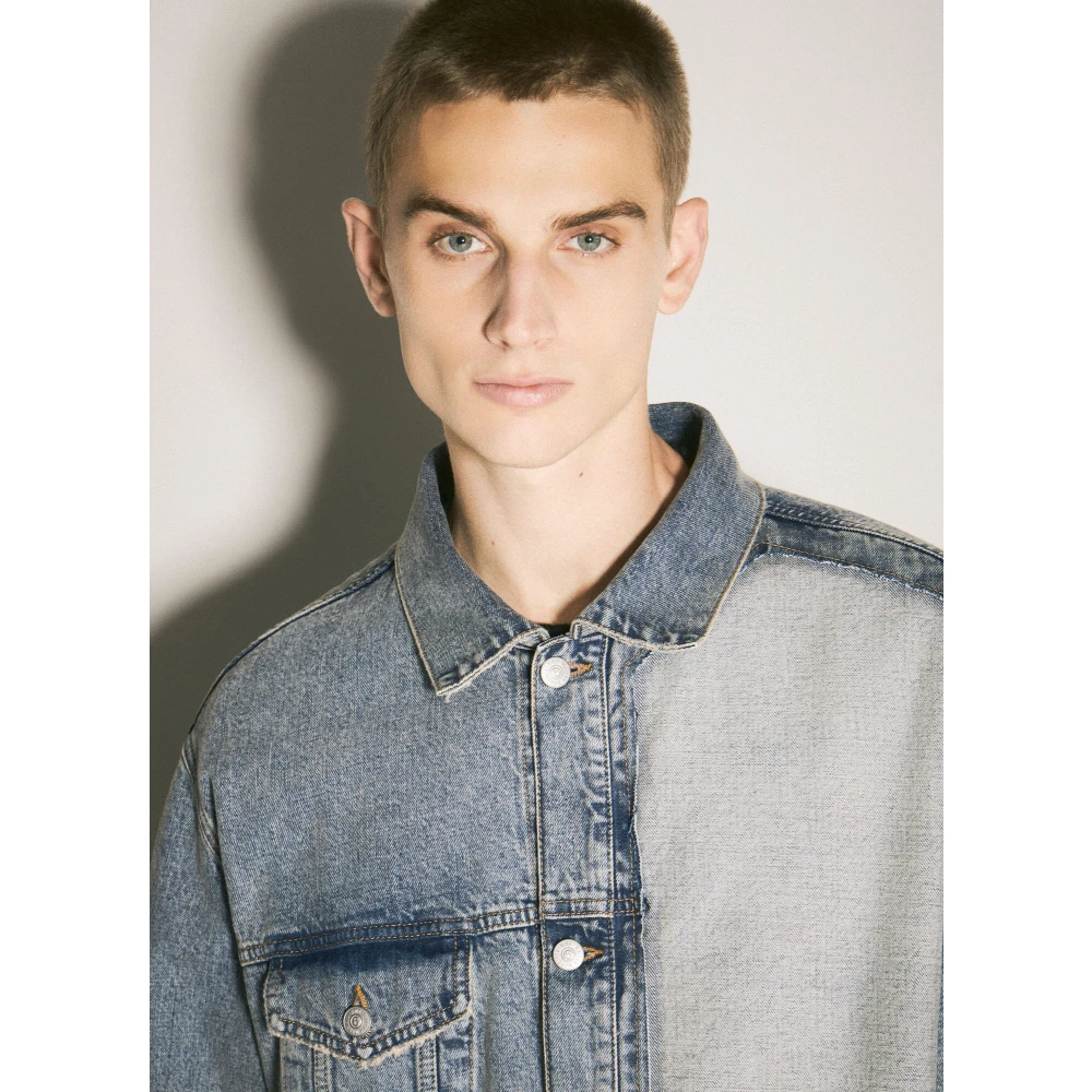 MM6 Maison Margiela Versleten Denimjack Binnenstebuiten Paneel Blue Heren