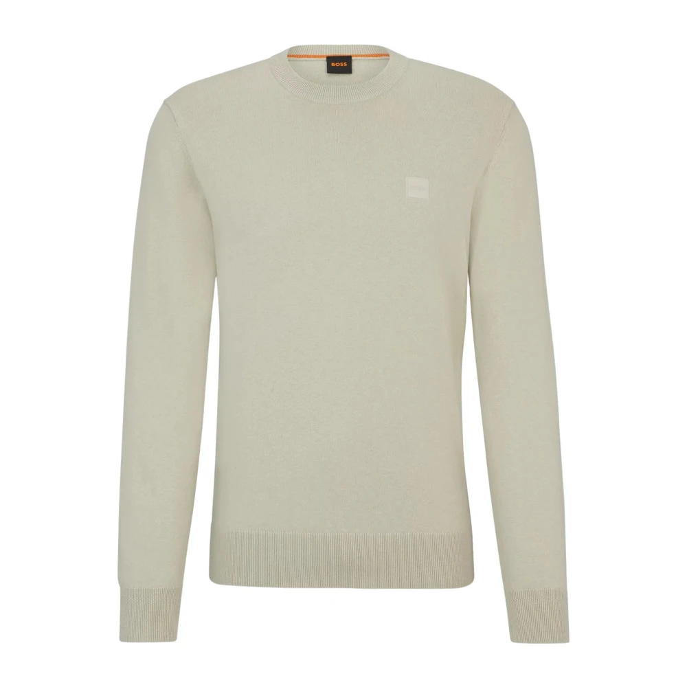 Hugo Boss Zachte Gebreide Trui met Logopatch Beige Heren