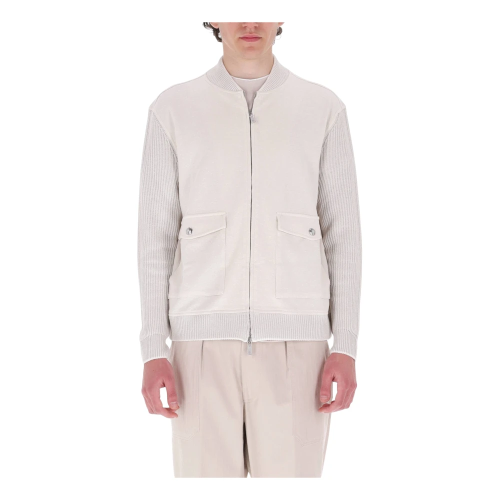 Eleventy Men's White Cardigans, L, Cardigan