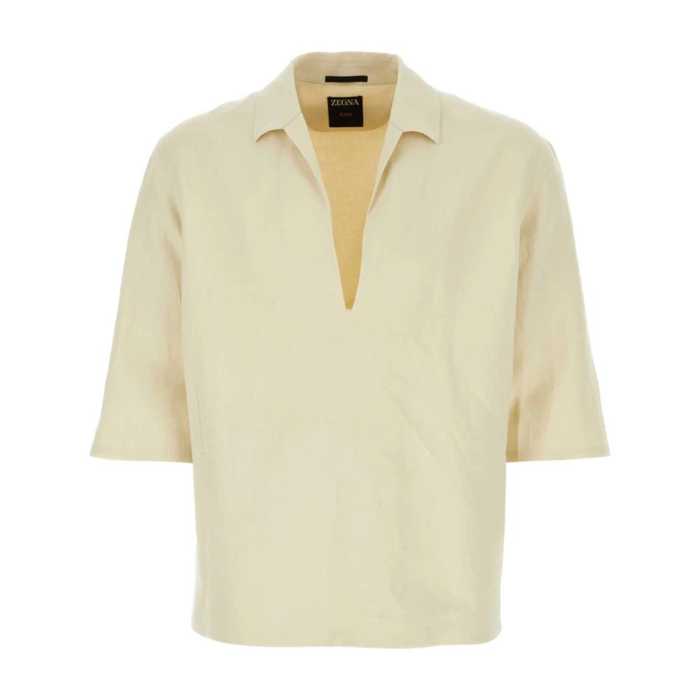 Z Zegna Linnen Shirt in Zandkleur Beige Heren