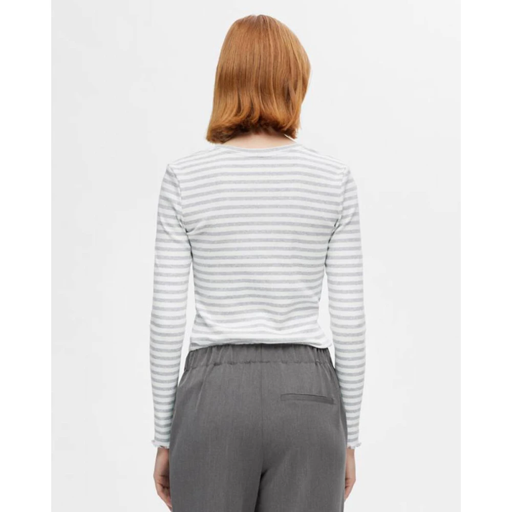 Selected Femme Zwart Langemouw Crew Neck Tee Gray Dames