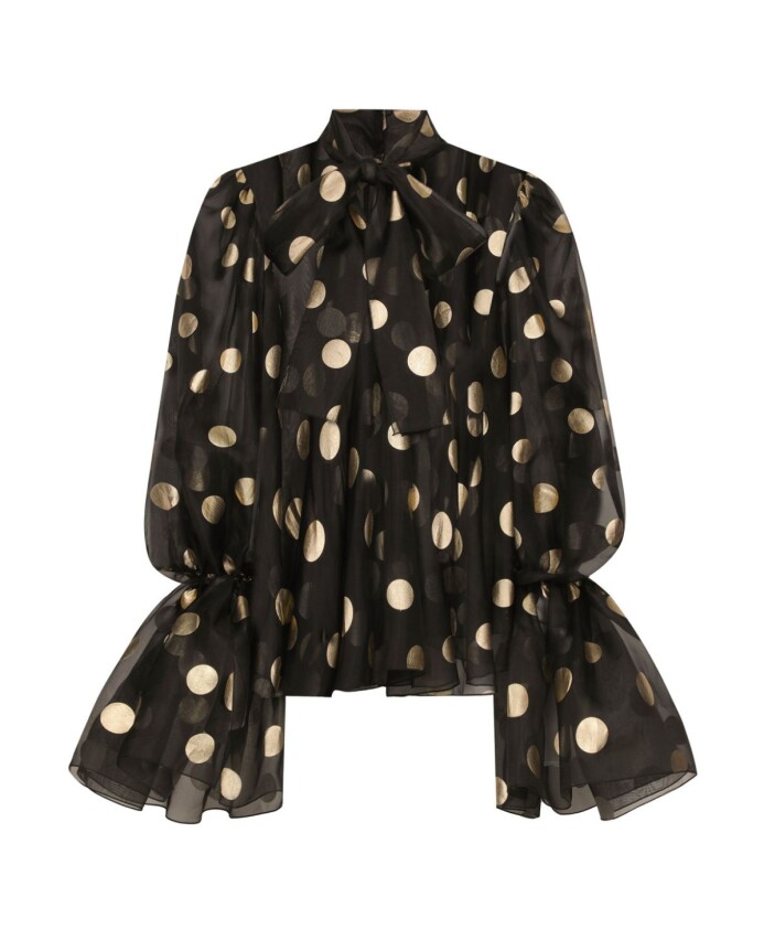 chemise-noire-en-soie-avec-broderie-a-pois