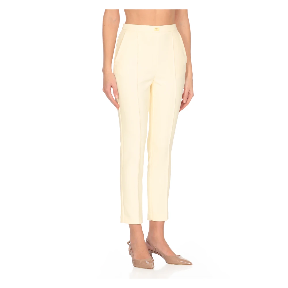 Elisabetta Franchi Gele Crêpe Broek met Voorzakken Yellow Dames