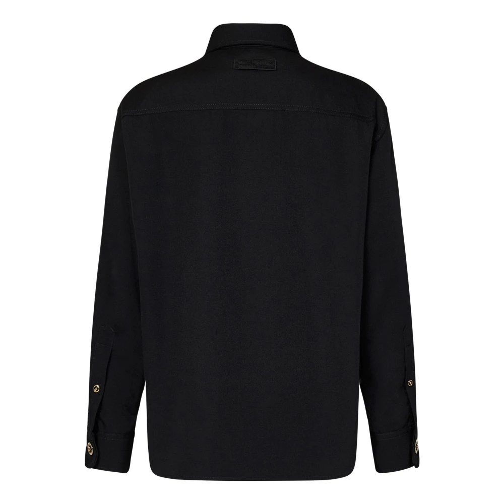 Versace Zwarte wollen jas met Medusa-knopen Black Heren