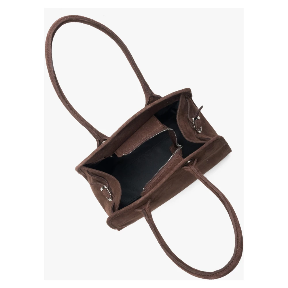 Estro Donkerbruine Satchel Handtas voor vrouwen gemaakt van Premium Italiaans Velours Brown Dames