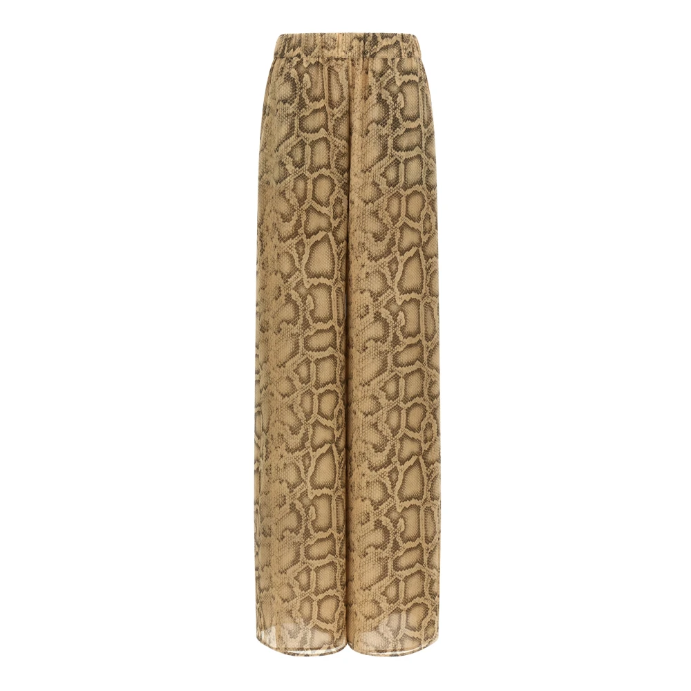 Andamane Women's Beige Wide Trousers, M, Lena Trousers