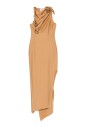 beige-asymmetric-dress-with-fabric-flowers