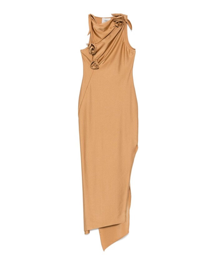 beige-asymmetric-dress-with-fabric-flowers