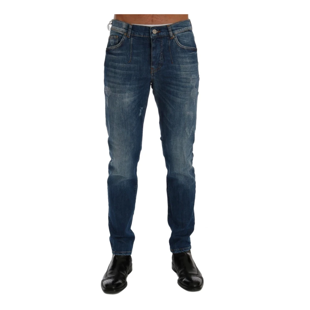 Frankie Morello Blauwe Wash Slim Fit Jeans Blue Heren
