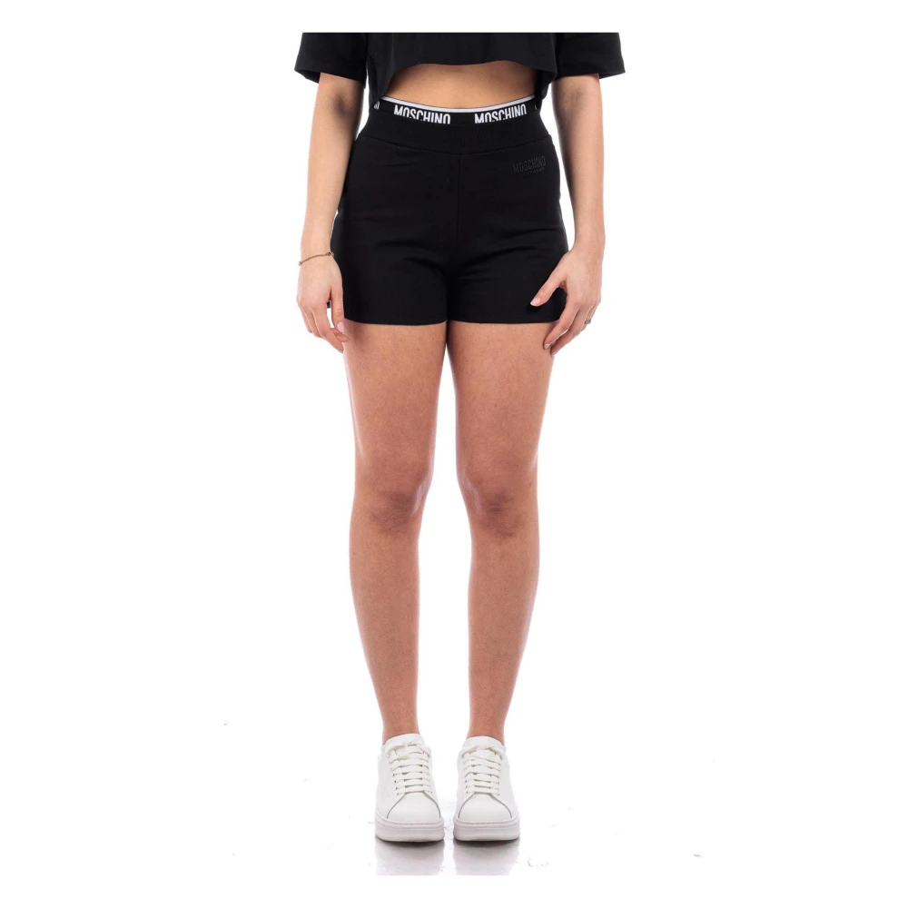 Moschino Zwarte bedrukte katoenen shorts Black Dames