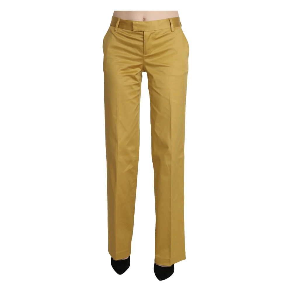 Just Cavalli , Straight Trousers, Female, Yellow, S, Mustard Yellow Straight Leg Cotton Trousers - Image 3