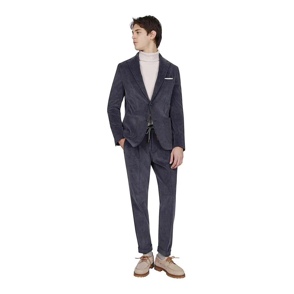 Eleventy Kasjmier Katoenen Single-Breasted Pak Blue Heren