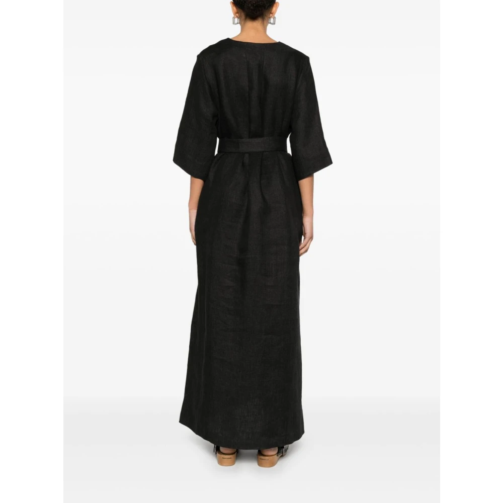 P.a.r.o.s.h. Zwarte V-hals jurk met zakken Black Dames