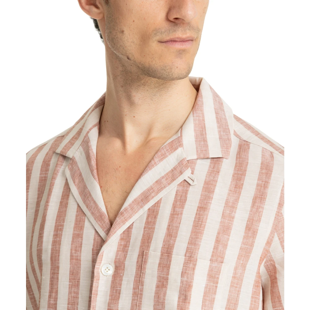 Lardini Gestreept Multikleur Overhemd met Knopen Beige Heren