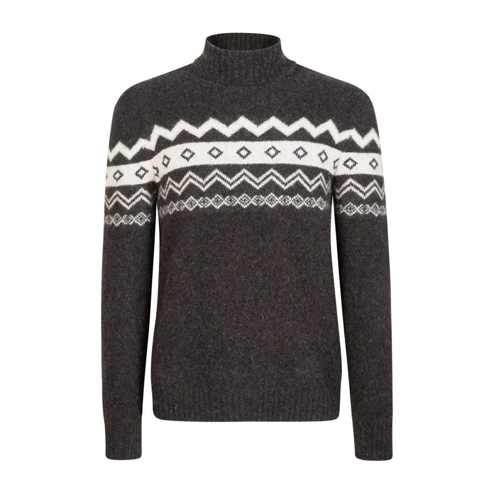 Eleventy Men's Black Geometric Jacquard Cashmere Silk Jumper - Turtlenecks - S - Knitwear