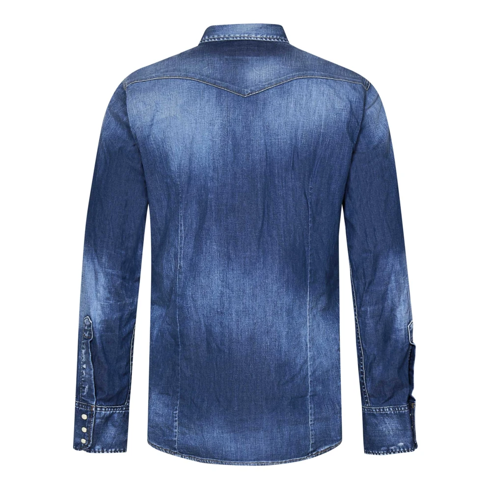 Dsquared2 Blauw Overhemd met Drukknopen Blue Heren