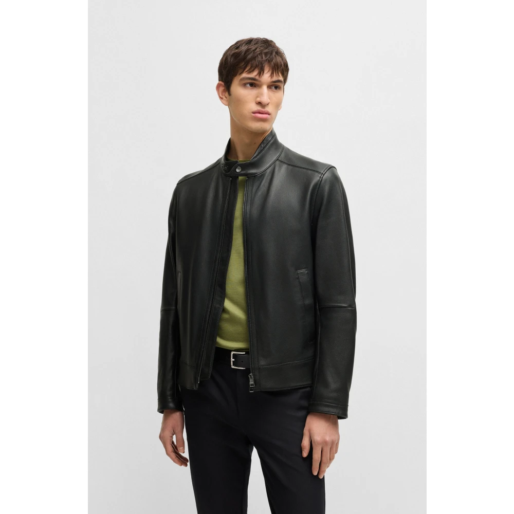 Hugo Boss Leren Jas Black Heren