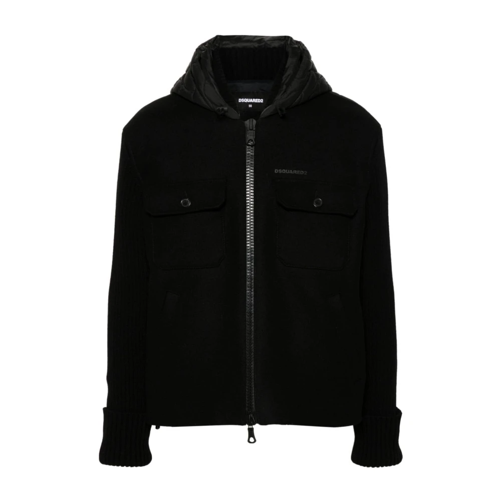 Dsquared2 Zwarte Parka Jas voor Mannen Black Heren