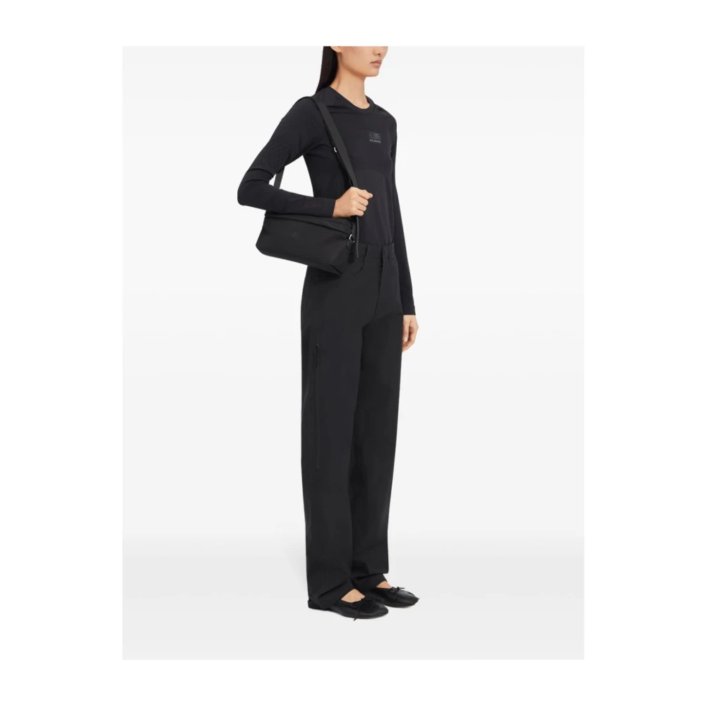 MM6 Maison Margiela Zwarte klassieke broek met logoprint Black Dames
