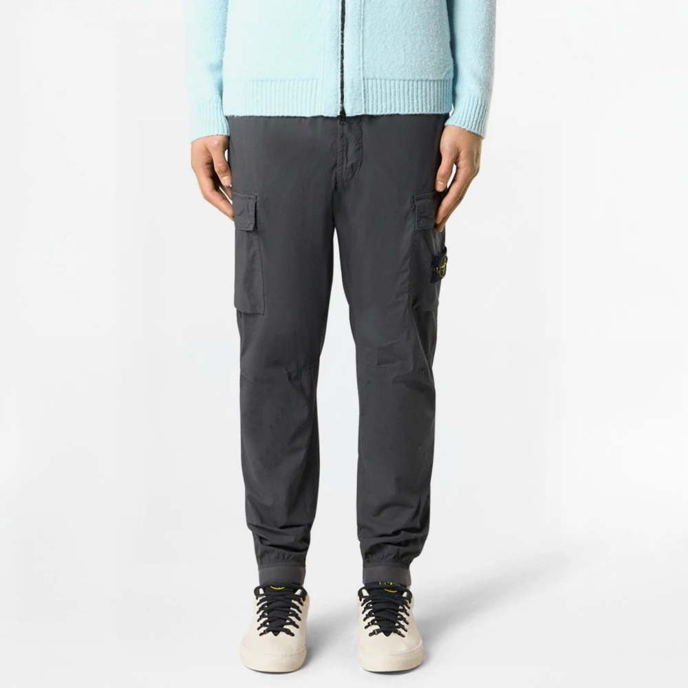 Stone Island Cargo Broek in Stretch Katoen Tela Black Heren