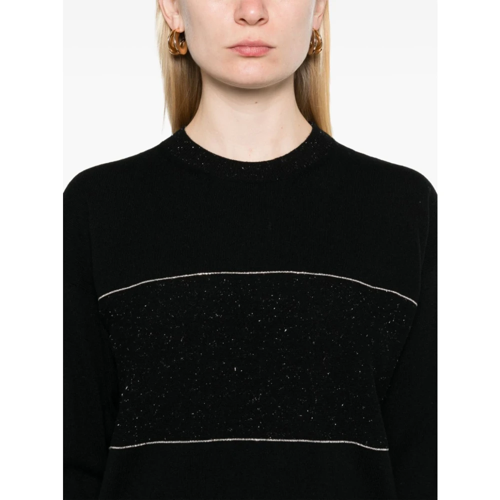 PESERICO Stijlvolle Gebreide Top Black Dames
