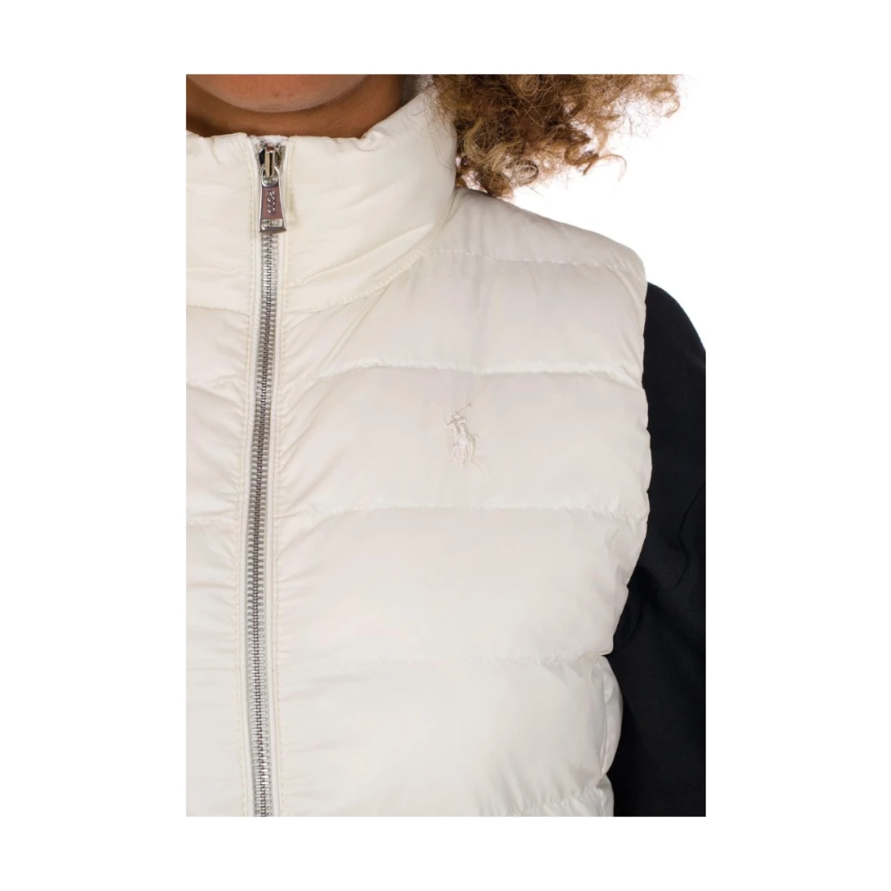 Ralph Lauren Crèmekleurig Mouwloos Vest met Rits en Zakken White Dames