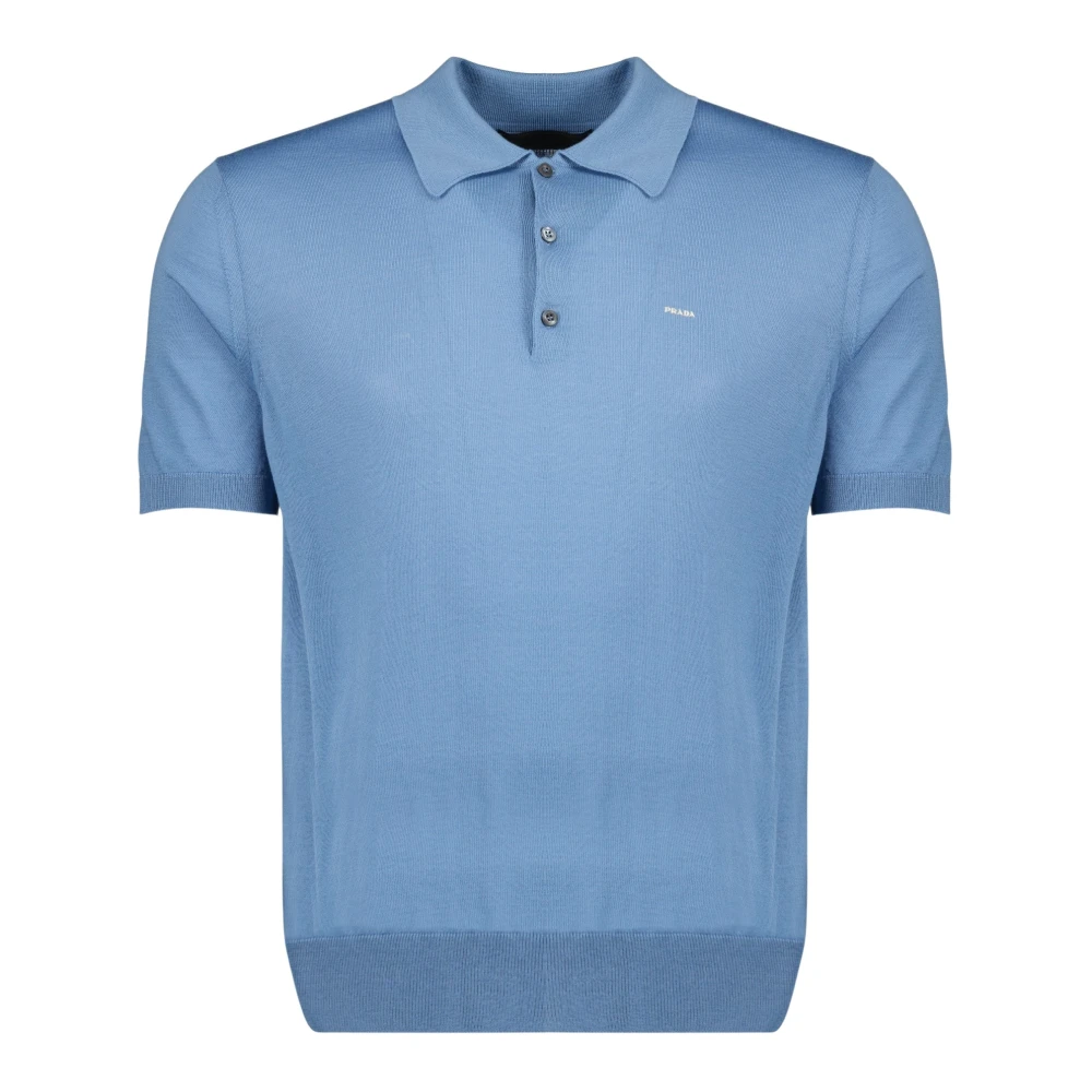 Prada Men's Blue Polo Shirts, M, Wool Polo