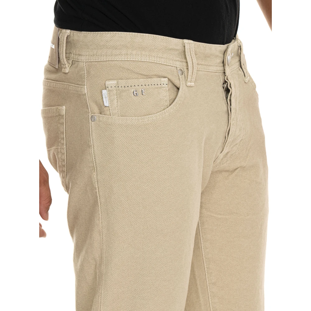 Tramarossa Aanpasbare 5-pocket broek met leren logo Beige Heren