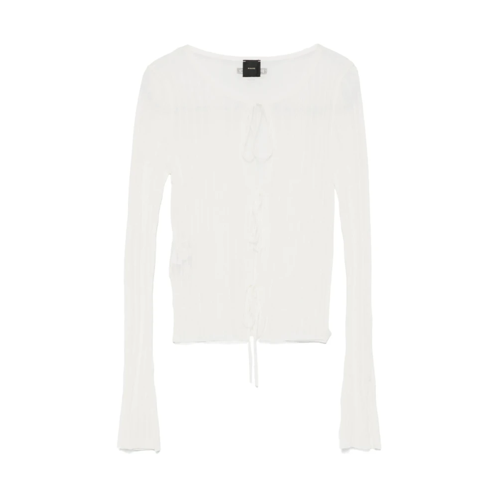 Pinko Witte Crew Neck Sweater Lange Mouwen White Dames
