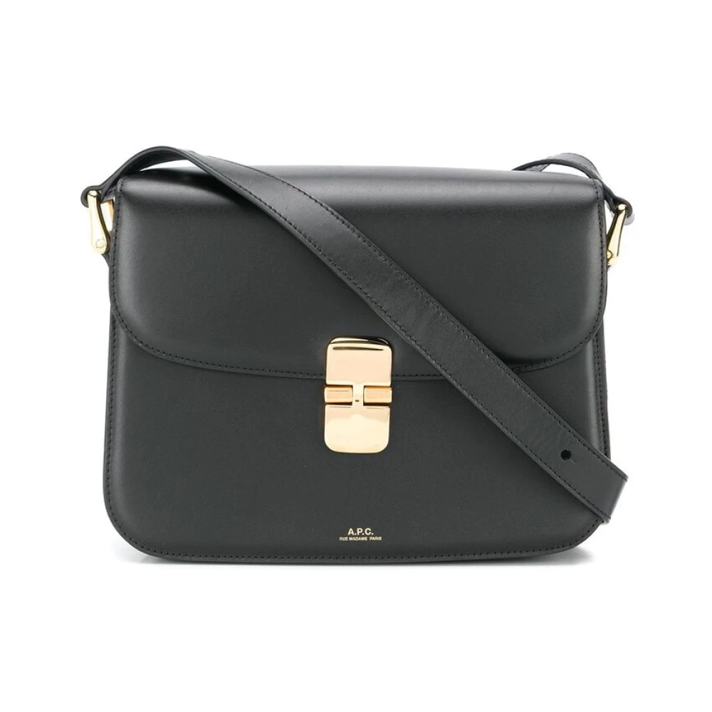 A.p.c. Zwarte leren schoudertas met logo Black Dames