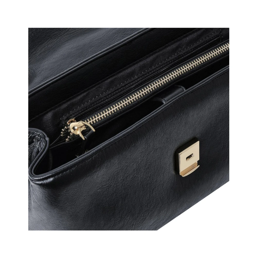 Gaëlle Paris Elegante zwarte schoudertas met gouden rits Black Dames