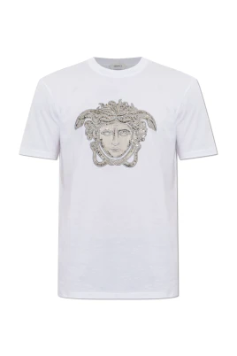 Bomullst-shirt med skimrande kristaller