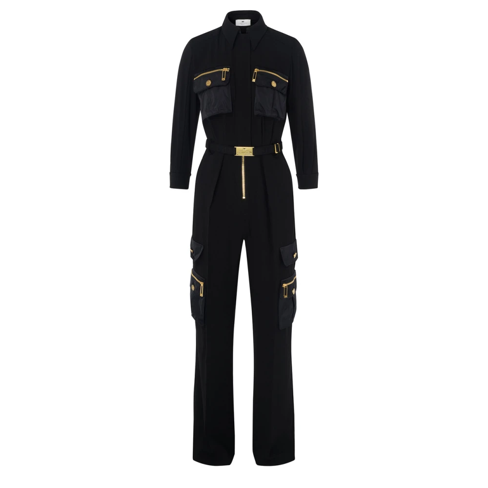 Elisabetta Franchi Zwarte Jumpsuit Tu02246E2-110 Black Dames
